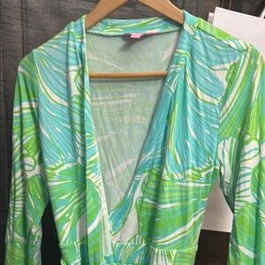 Lilly Pulitzer Green and Blue Leaf Print Jumpsuit